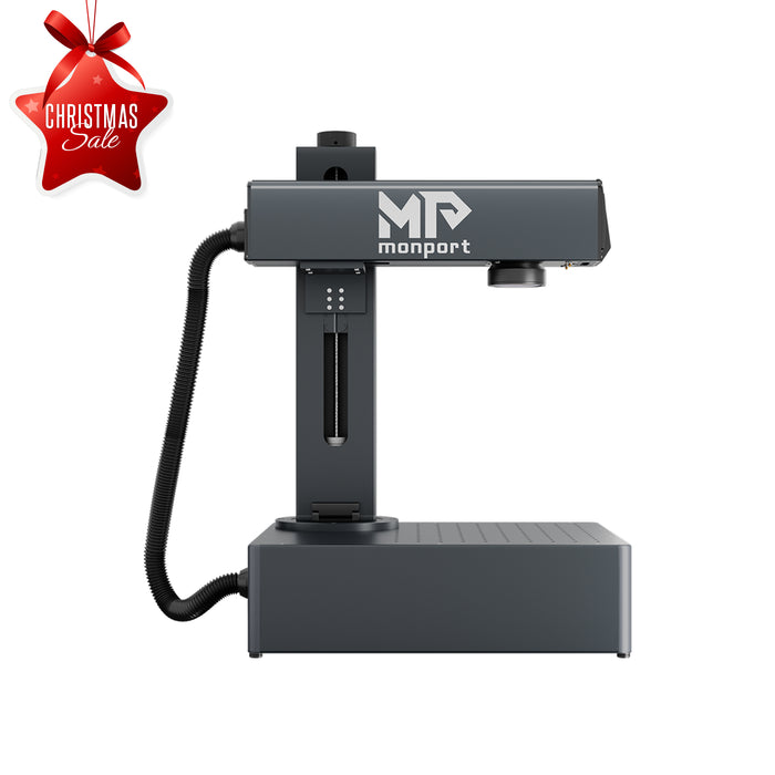 Monport laser engraver with a Christmas sale label on a white background