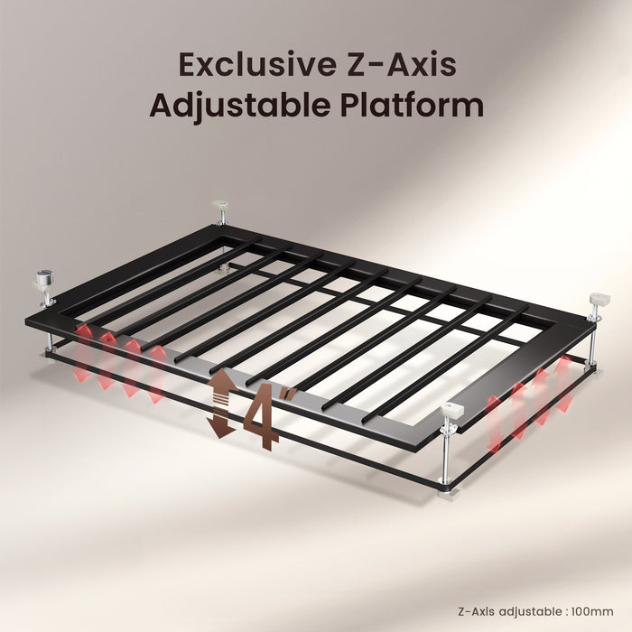 Z-axis adjustable platform with text on a beige background