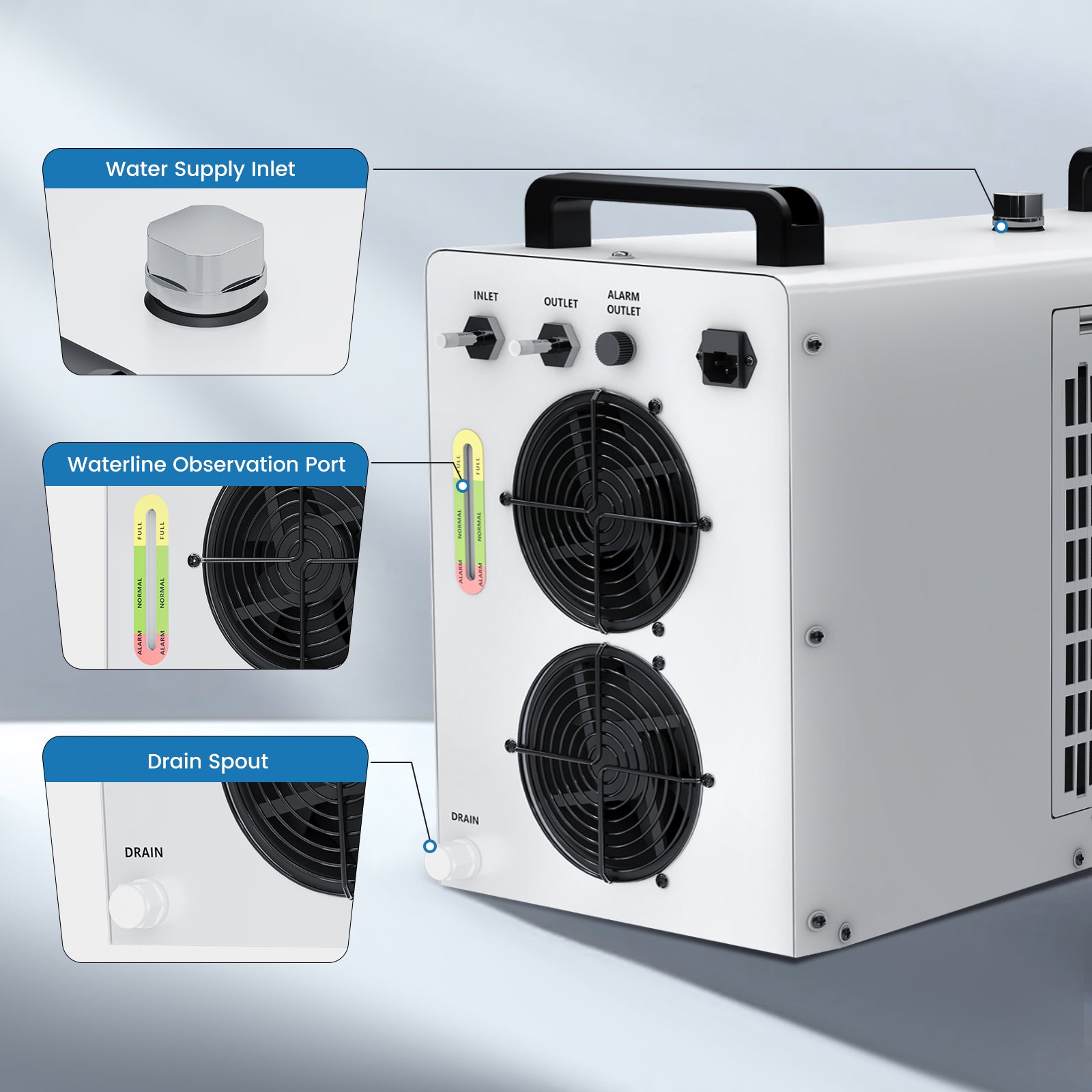 Monport 6L CW-5200 Industrial Water Chiller for 40W-150W CO2 Laser Engraver