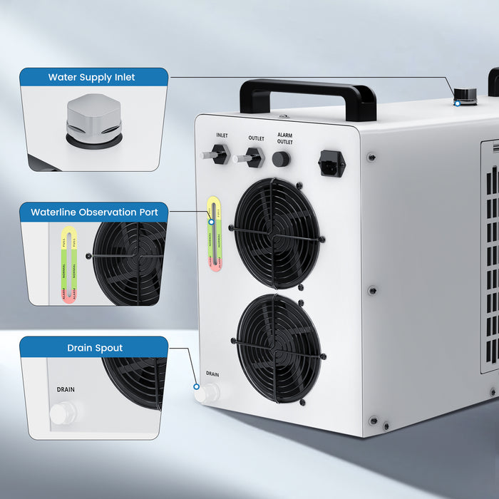 Monport 6L CW-5200 Industrial Water Chiller for 40W-150W CO2 Laser Engraver