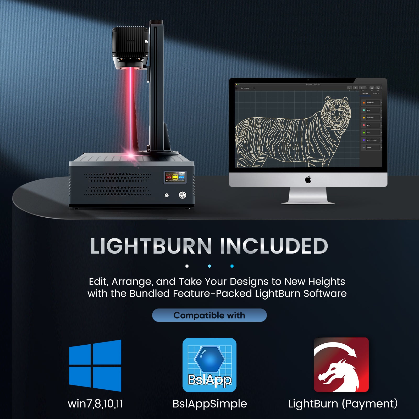 Monport GA 60W Upgraded Integrated MOPA Fiber Laser Engraver & Marking Machine with Auto Focus