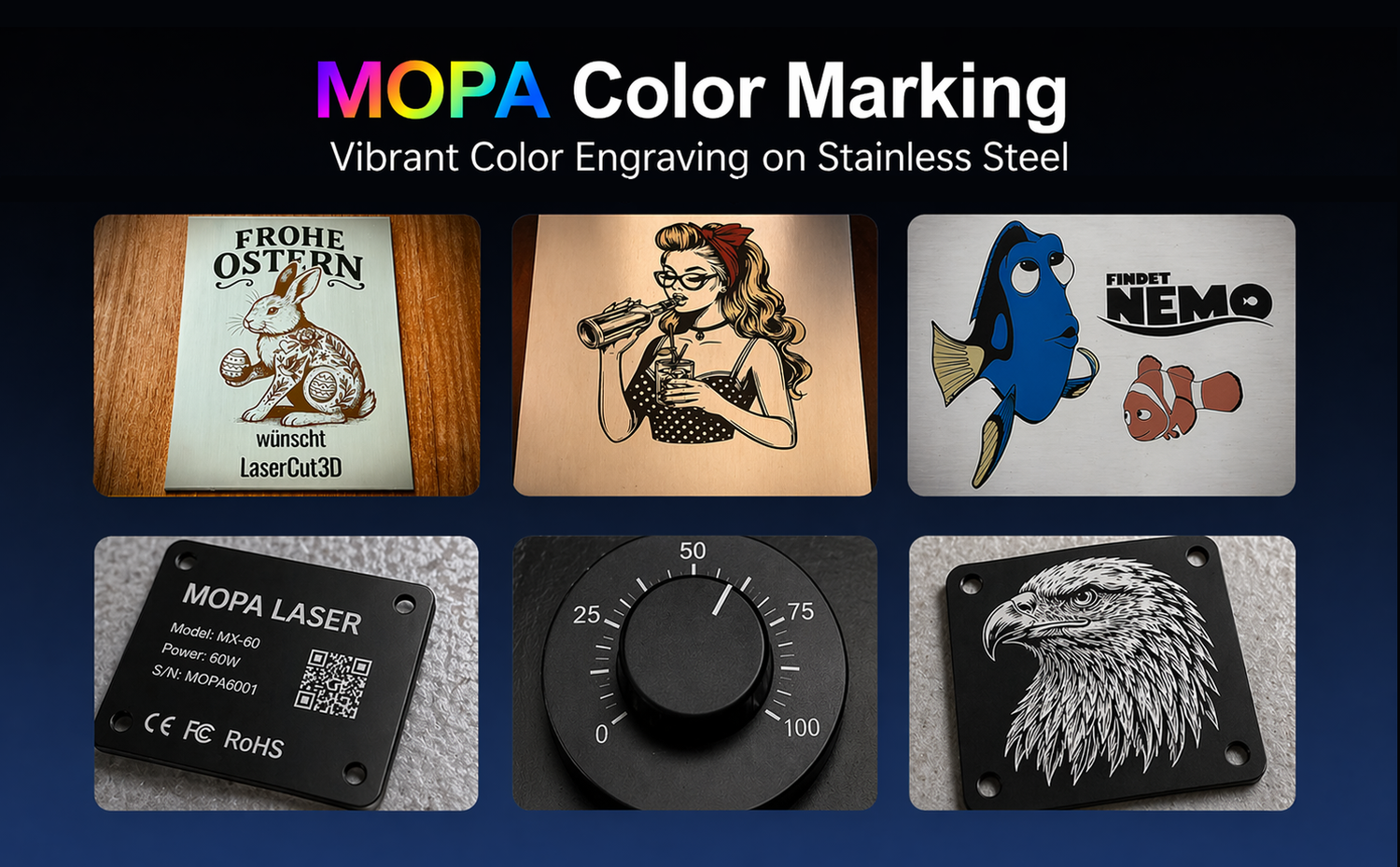 MOPA Fiber Laser for Color Metal Engraving