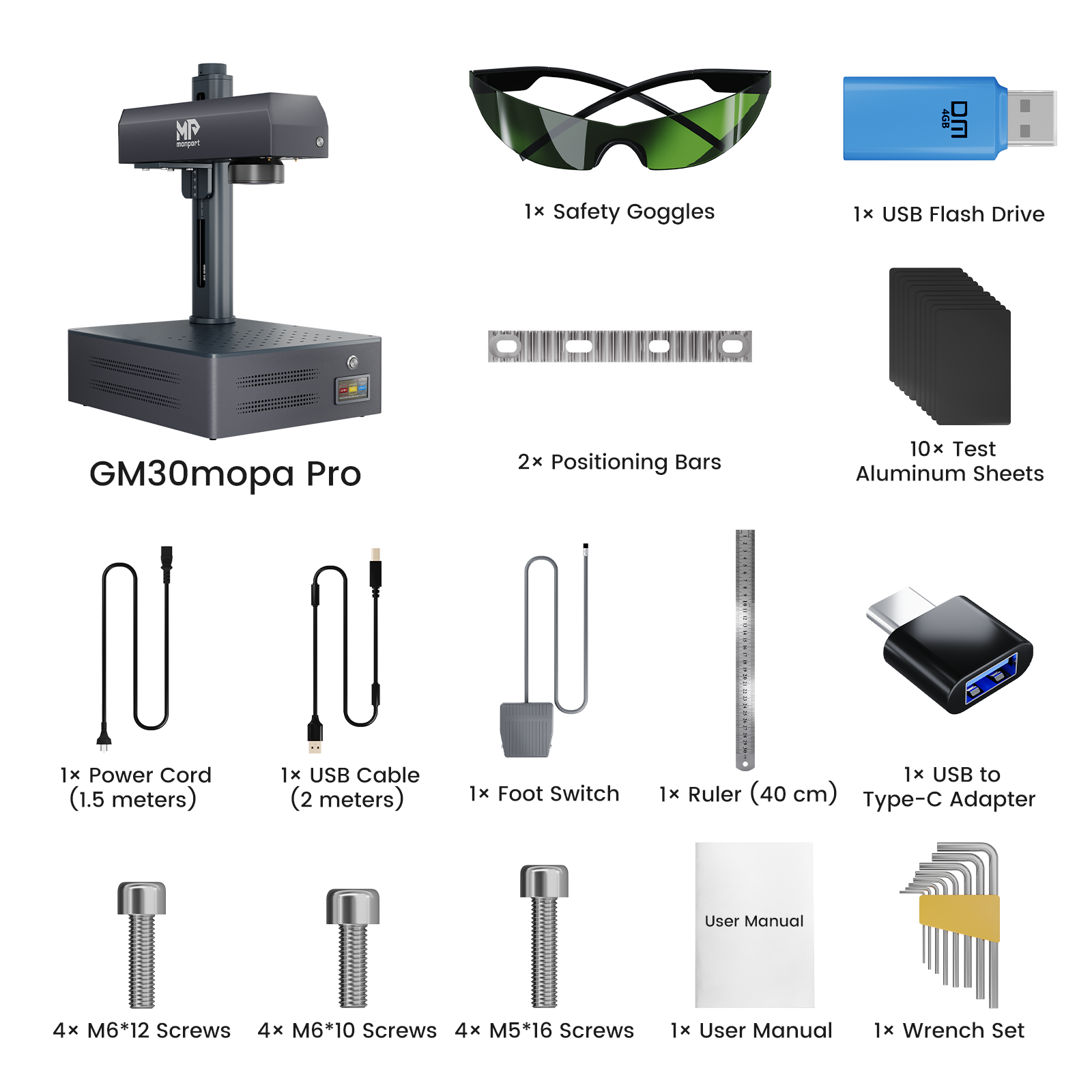 Monport GM 30W Pro Integrated JPT MOPA Fiber Laser Engraver & Marking Machine with AutoFocus