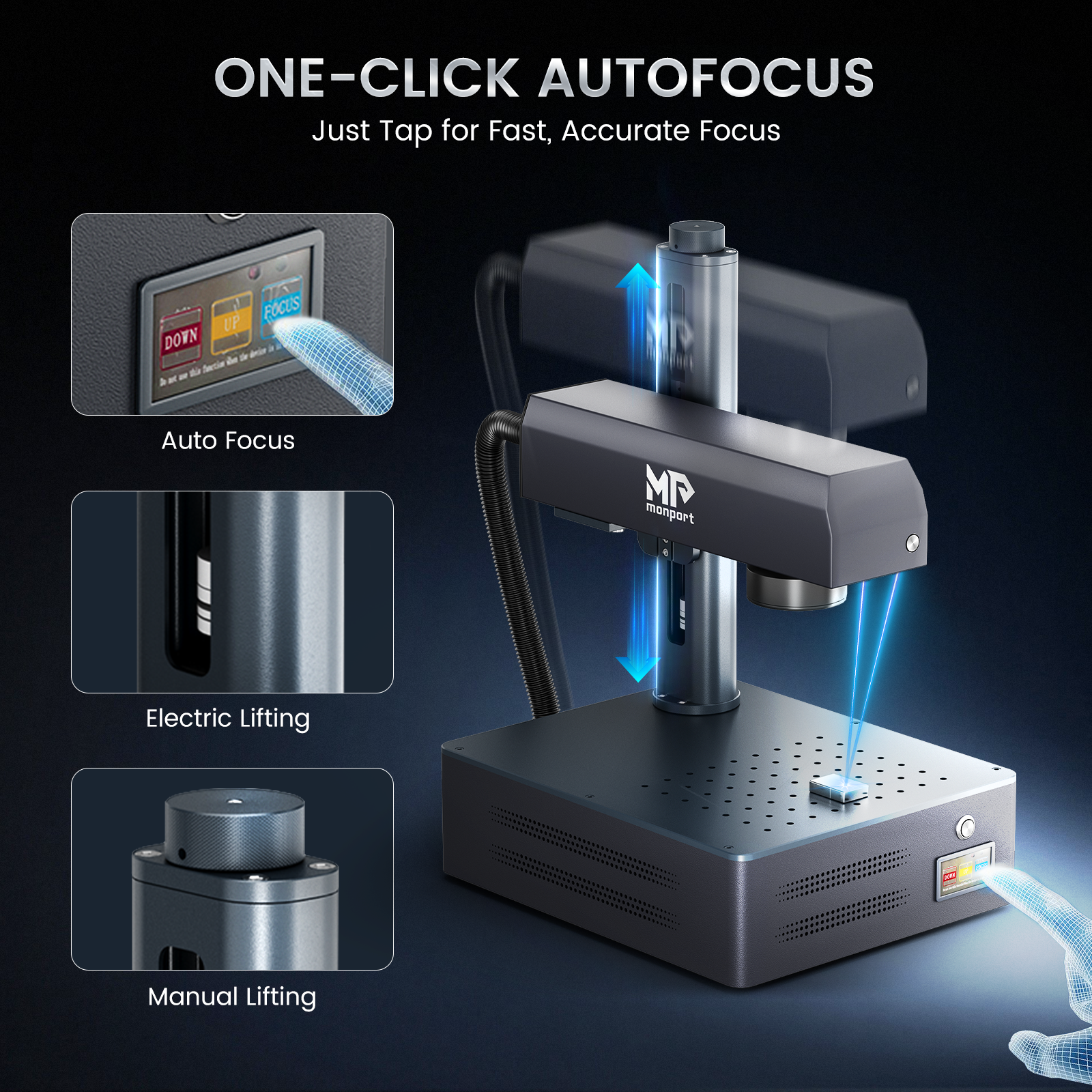 Monport GM 60W Pro Integrated JPT MOPA Fiber Laser Engraver & Marking Machine with AutoFocus