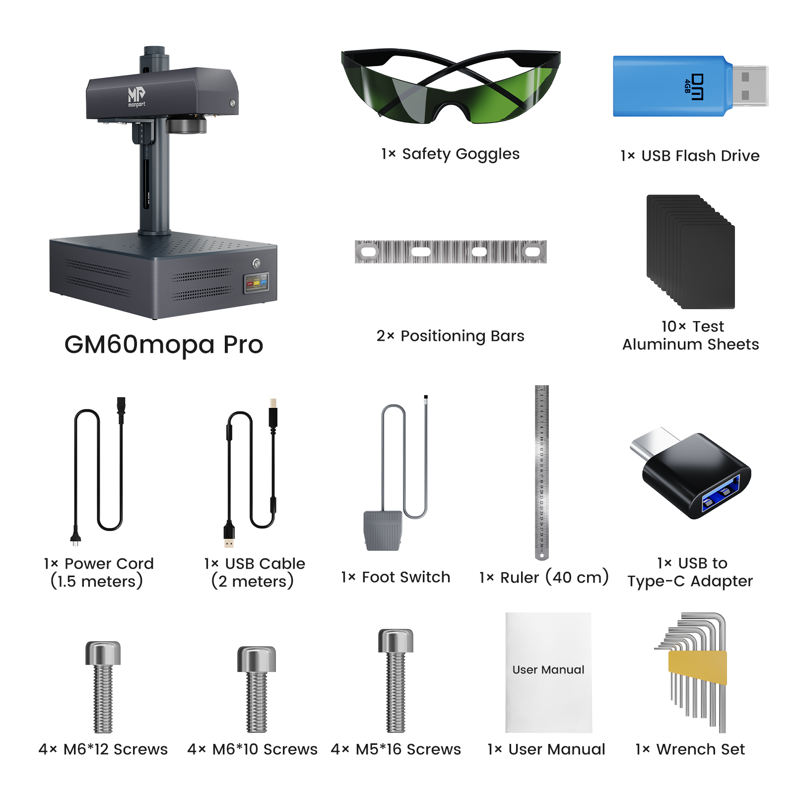 Monport GM 60W Pro Integrated JPT MOPA Fiber Laser Engraver & Marking Machine with AutoFocus