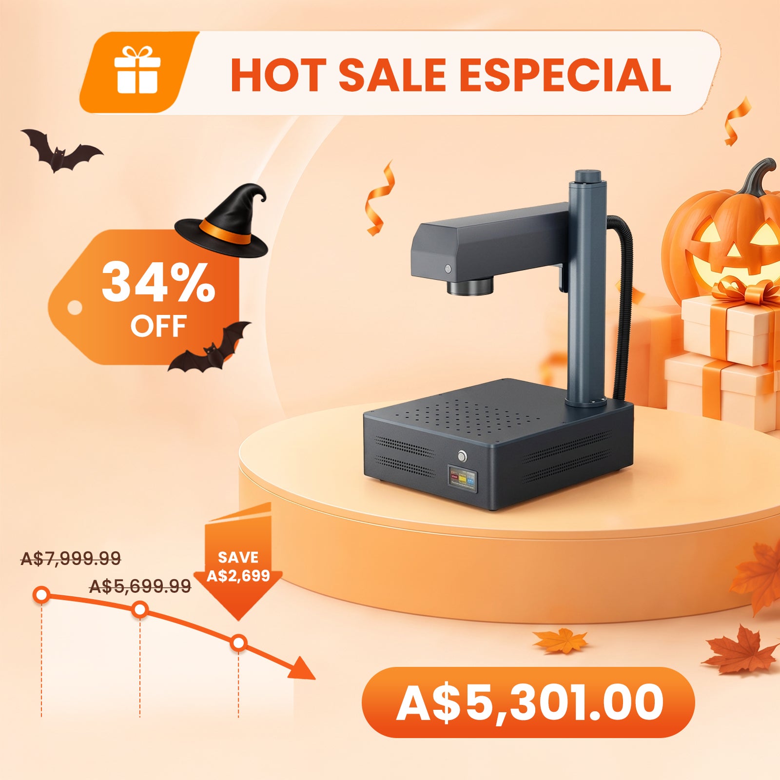 Monport GM 60W Pro Integrated JPT MOPA Fiber Laser Engraver & Marking Machine with AutoFocus