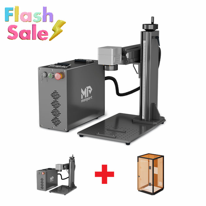 Flash Sale ：Monport GPro 60W Split MOPA Fiber Laser Engraver & Marking Machine With Protective Enclosure