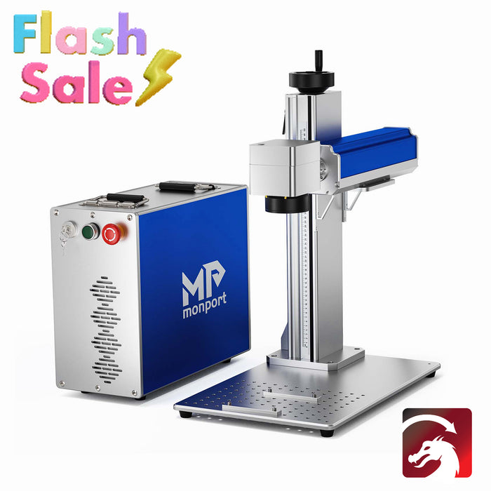 Flash Sale ：Monport GQ 50W (7.9" x 7.9") Fiber Laser Engraver & Marking Machine with FDA Approval