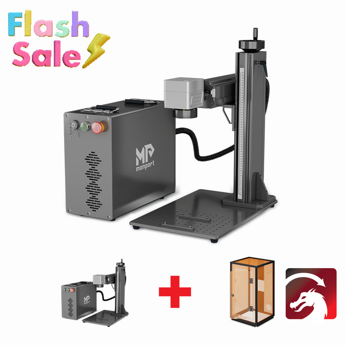 Flash Sale ：Monport GPro 60W Split MOPA Fiber Laser Engraver & Marking Machine With Protective Enclosure