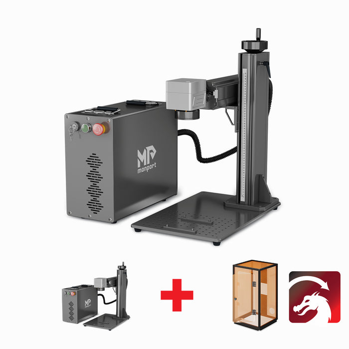 MDF laser engraving machine with accessories on a white background