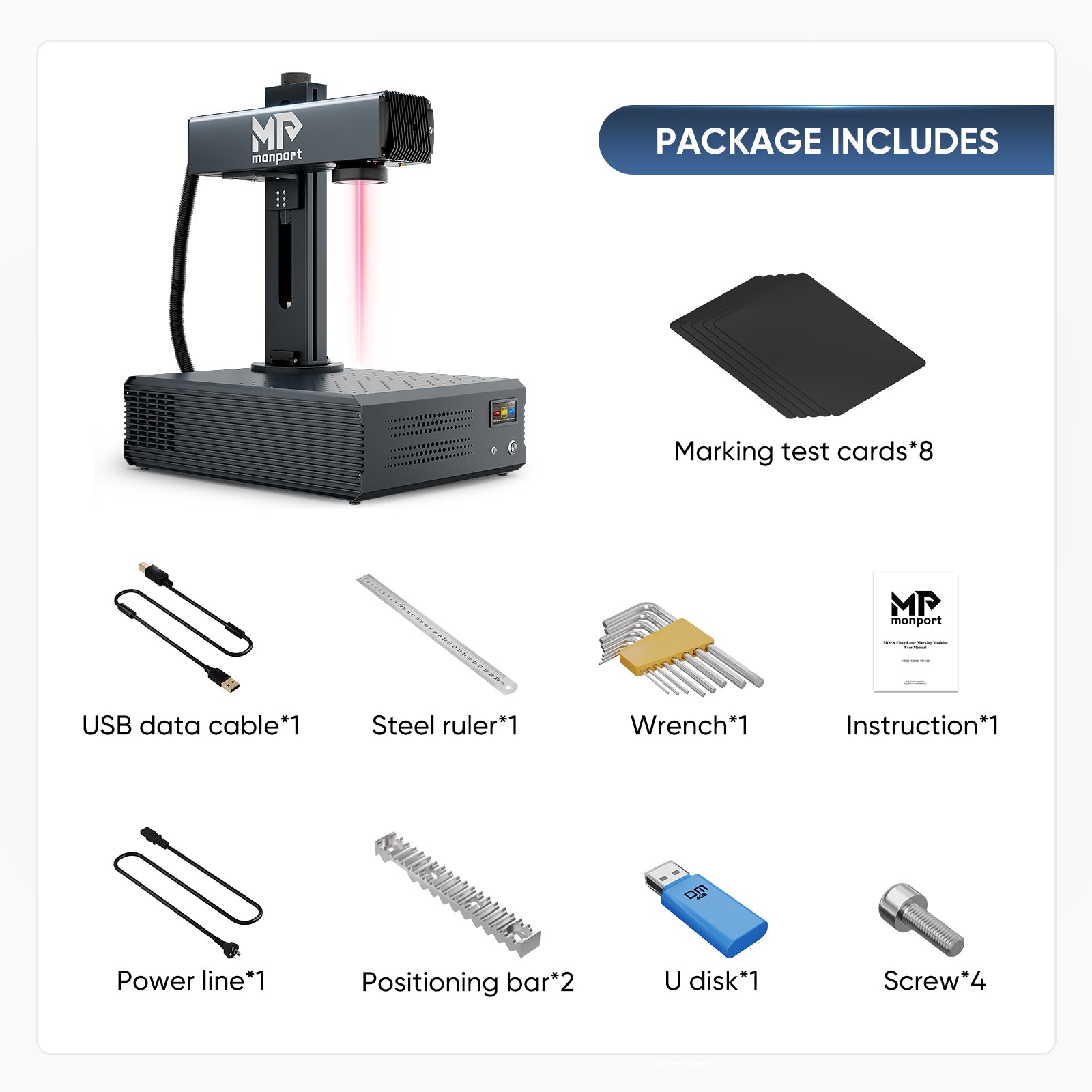 Monport GA 100W Upgraded Integrated MOPA Fiber Laser Engraver with package includes  Australia