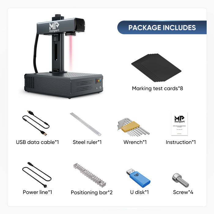Monport GA 100W Upgraded Integrated MOPA Fiber Laser Engraver with package includes  Australia