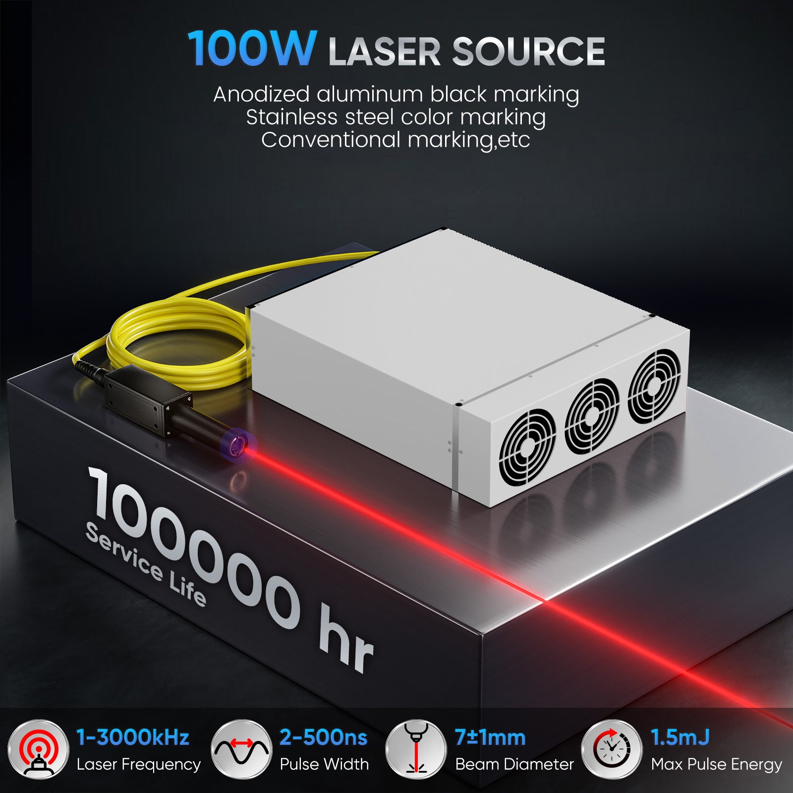 Monport GA 100W Upgraded Integrated MOPA Fiber Laser Engraver with service life and 100w laser source Australia