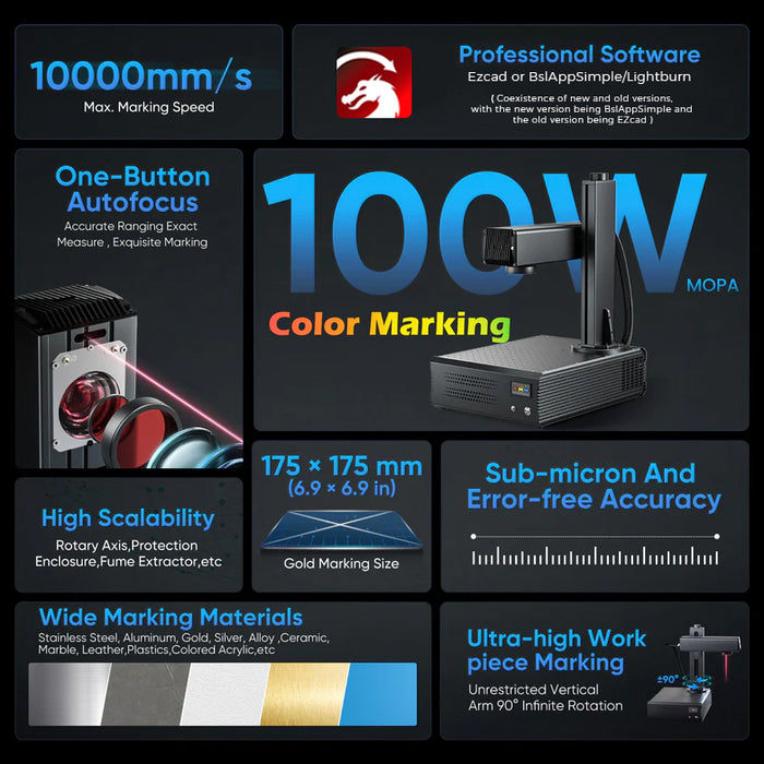 Monport GA 100W Upgraded Integrated MOPA Fiber Laser Engraver sale collection page Australia