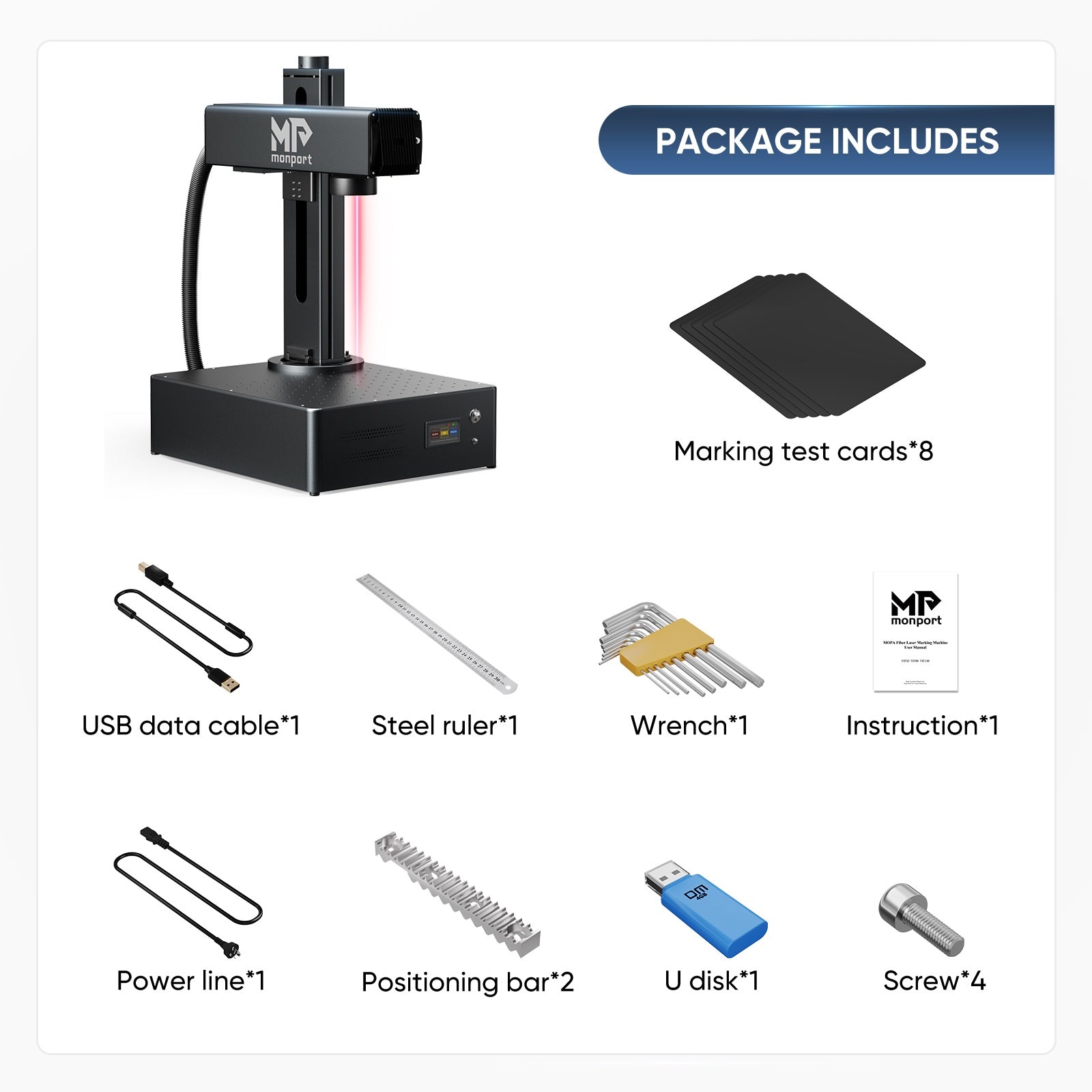 Monport GA 60W Upgraded Integrated MOPA Fiber Laser Engraver with package includes  Australia
