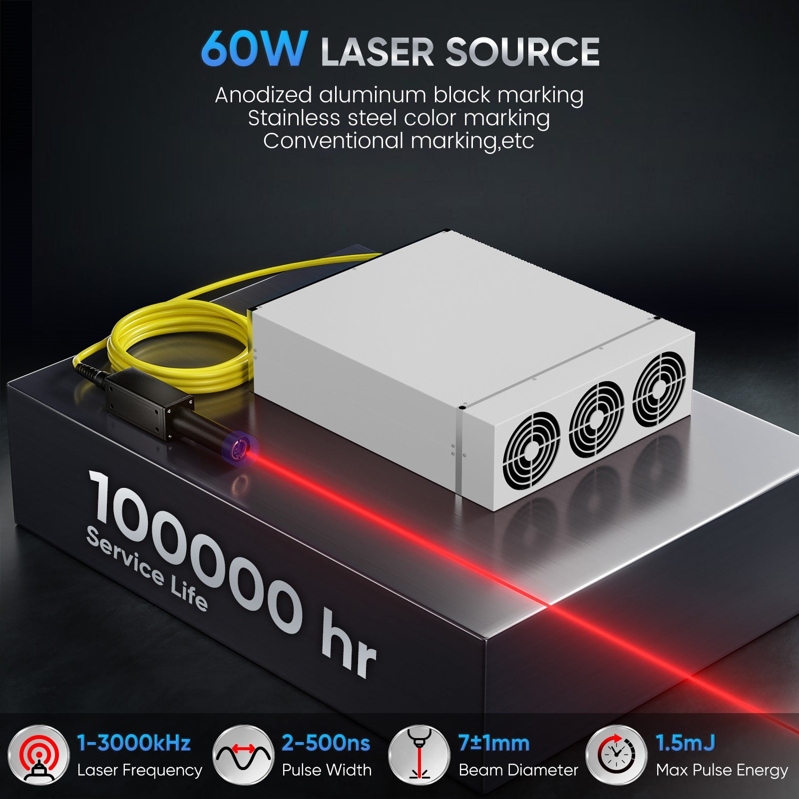 Monport GA 60W Upgraded Integrated MOPA Fiber Laser Engraver with frequency、pulse width、beam diameter、max pulse energy  Australia