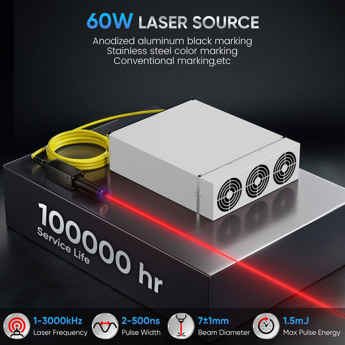 Monport GA 60W Upgraded Integrated MOPA Fiber Laser Engraver with frequency、pulse width、beam diameter、max pulse energy Australia
