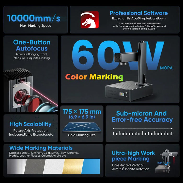 Monport GA 60W Upgraded Integrated MOPA Fiber Laser Engraver sale collection page Australia