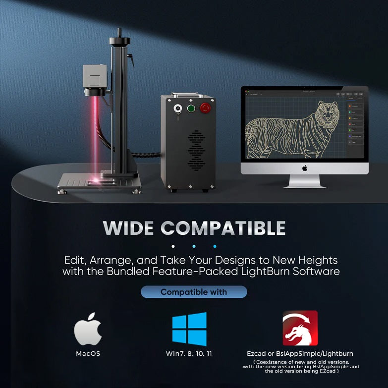Monport GPro 100W Split MOPA Fiber Laser Engraver & Marking Machine With Manual Focus with wide compatible of Macos、Win7.8.10.11、Light burn Australia
