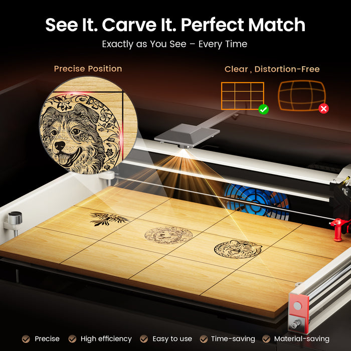 Monport Reno45 Pro Vision 45W Desktop CO2 Laser Engraver & Cutter (16" X 12") with 8MP HD Camera and Magnetic Assisted Autofocus （Pre Sale）with operation details Australia