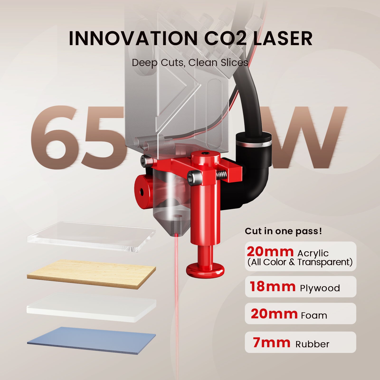 Monport Reno65 Pro 65W Desktop CO2 Laser Engraver & Cutter (24