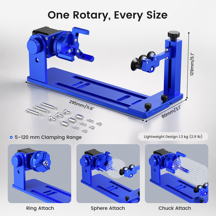 Monport Upgraded Multi-Functional Rotary Axis Attachment for RENO Series Desktop CO₂ Laser Engraver