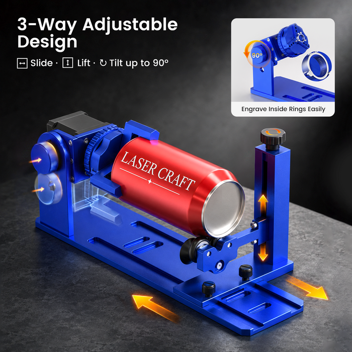 Monport Upgraded Multi-Functional Rotary Axis Attachment for RENO Series Desktop CO₂ Laser Engraver