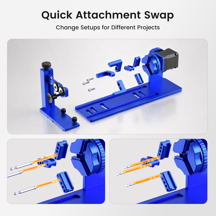 Monport Upgraded Multi-Functional Rotary Axis Attachment for RENO Series Desktop CO₂ Laser Engraver