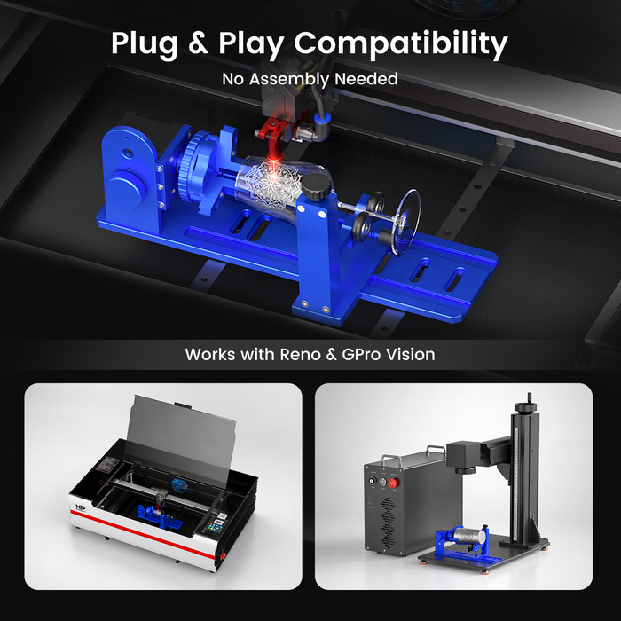 Monport Upgraded Multi-Functional Rotary Axis Attachment for RENO Series Desktop CO₂ Laser Engraver