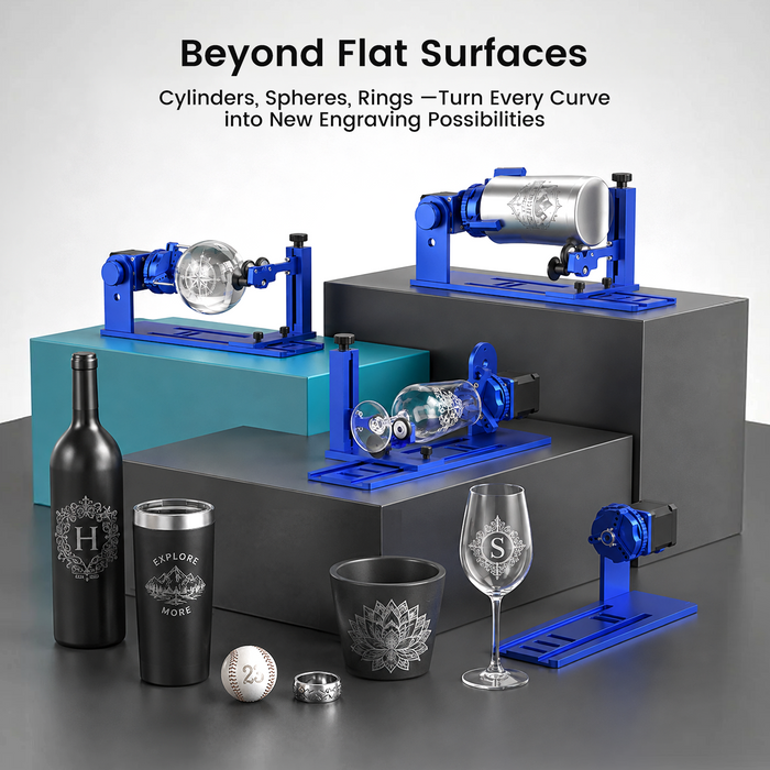 Monport Upgraded Multi-Functional Rotary Axis Attachment for RENO Series Desktop CO₂ Laser Engraver