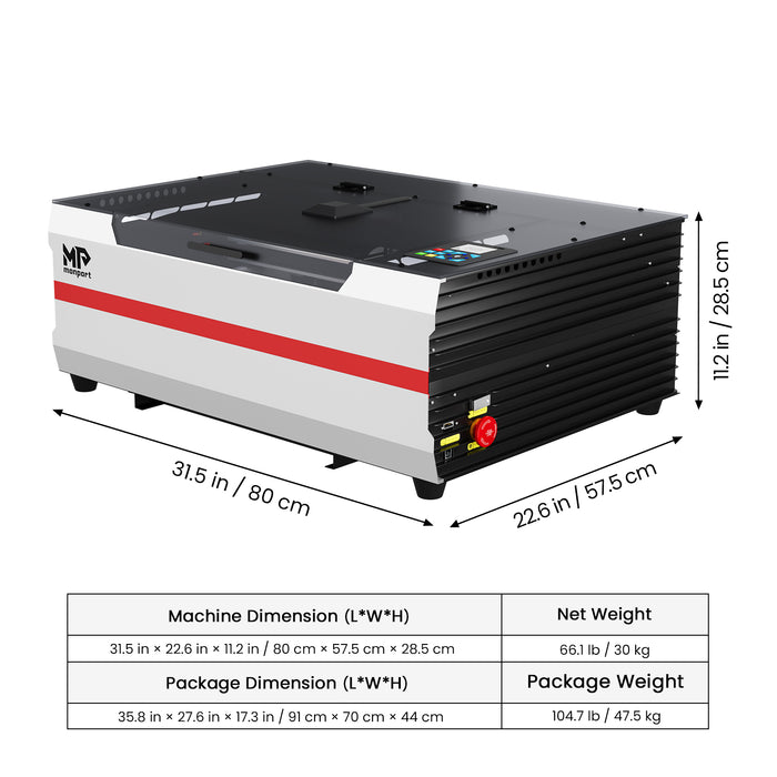Monport Reno45 Pro Vision 45W Desktop CO2 Laser Engraver & Cutter (16" X 12") with 8MP HD Camera and Magnetic Assisted Autofocus
