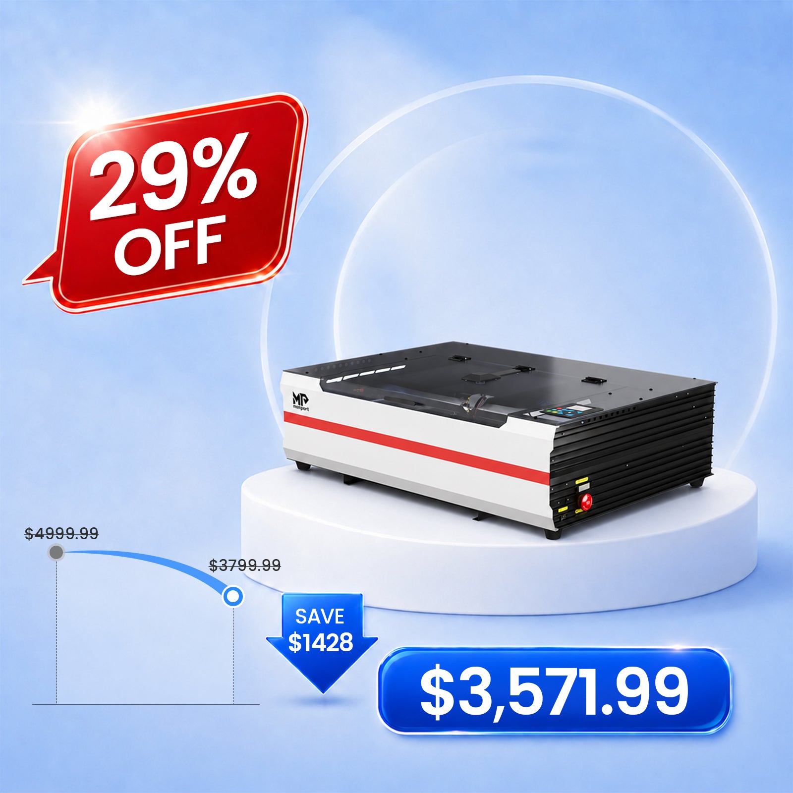 Monport Reno65 Pro Vision 65W Desktop CO2 Laser Engraver & Cutter (24