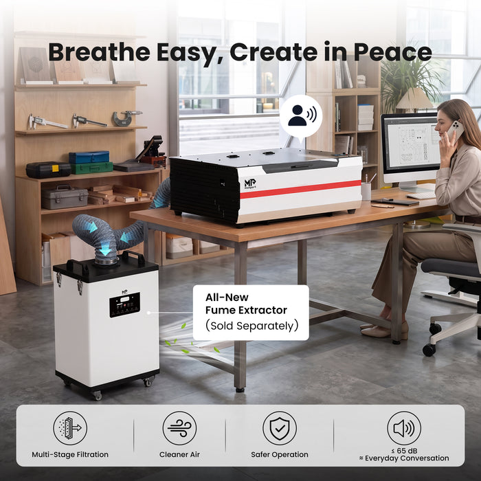 Brand New Monport Reno45 45W Desktop CO2 Laser Engraver & Cutter (16" X 12") with – Built-In Water Cooling, Magnetic Assisted Autofocus