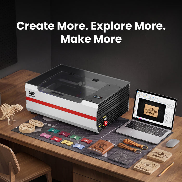 Brand New Monport Reno45 45W Desktop CO2 Laser Engraver & Cutter (16" X 12") with – Built-In Water Cooling, Magnetic Assisted Autofocus