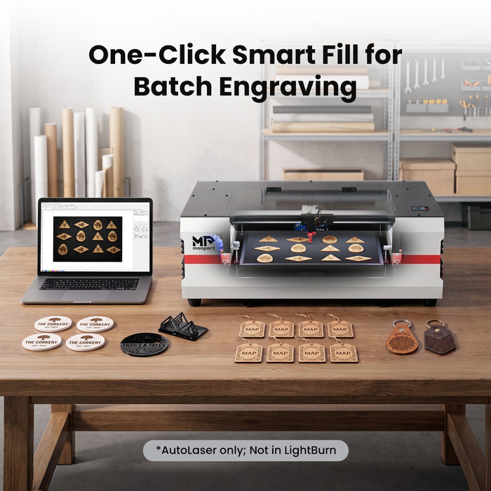 Brand New Monport Reno45 45W Desktop CO2 Laser Engraver & Cutter (16" X 12") with – Built-In Water Cooling, Magnetic Assisted Autofocus