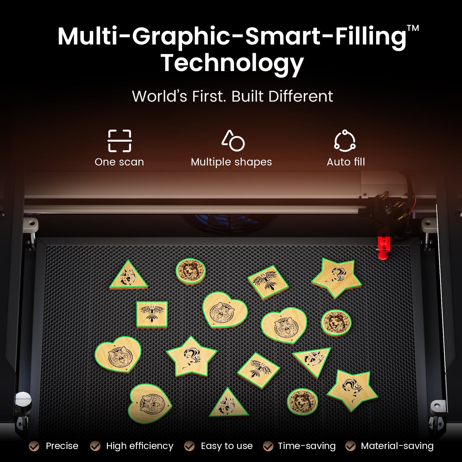 Monport Reno65 Pro Vision 65W Desktop CO2 Laser Engraver & Cutter (24