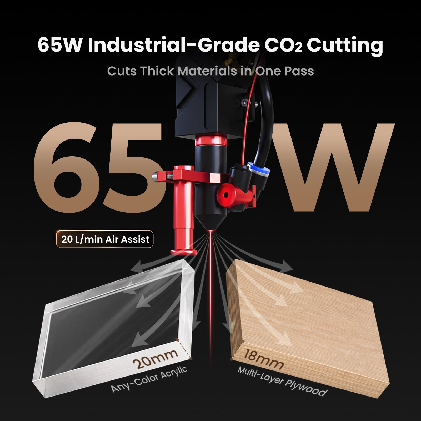 Brand New Monport Reno65 Pro | 65W CO2 Laser Engraver & Cutter – Built-In Water Cooling, 24