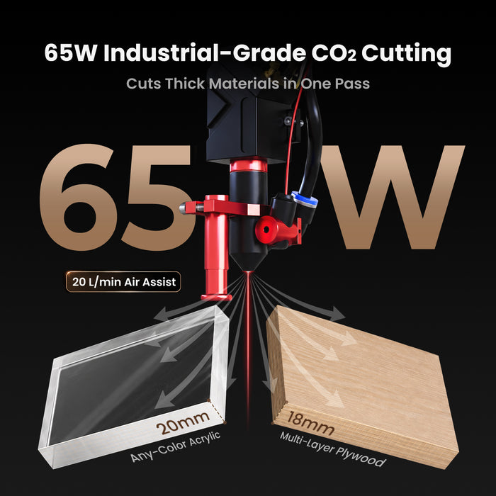 Brand New Monport Reno65 Pro | 65W CO2 Laser Engraver & Cutter – Built-In Water Cooling, 24"×16" Work Area, 800mm/s Speed, Magnetic Autofocus