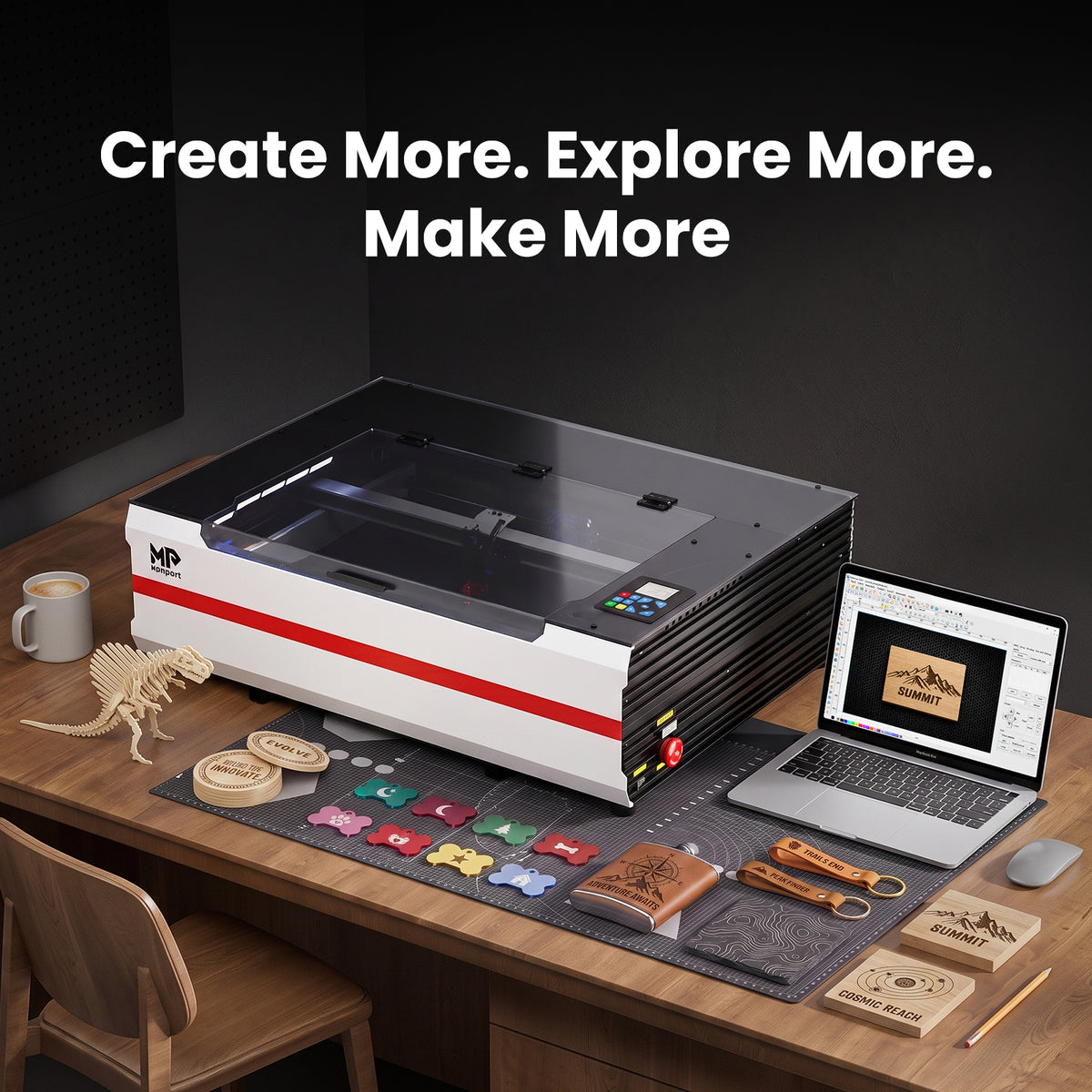 Brand New Monport Reno65 Pro | 65W CO2 Laser Engraver & Cutter – Built-In Water Cooling, 24