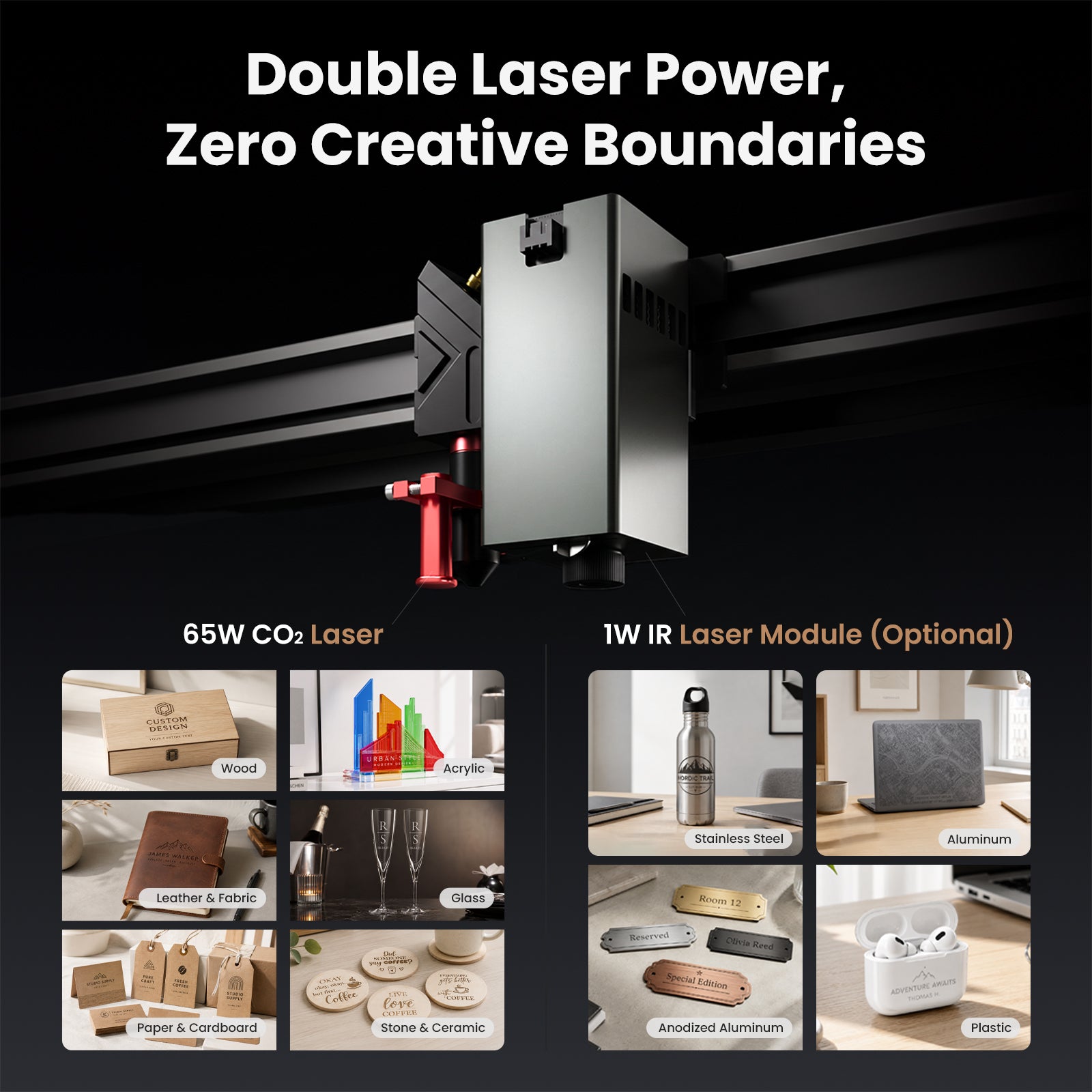 Brand New Monport Reno65 Pro | 65W CO2 Laser Engraver & Cutter – Built-In Water Cooling, 24
