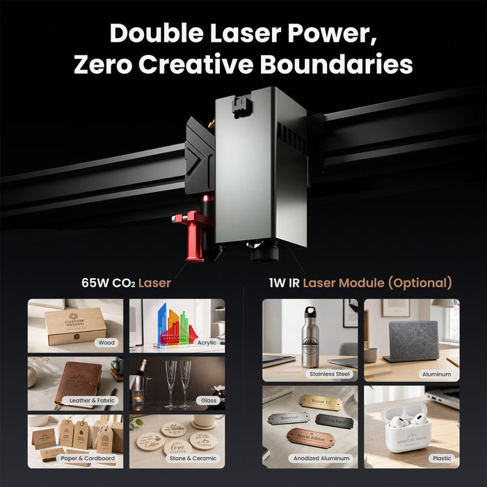 Brand New Monport Reno65 Pro | 65W CO2 Laser Engraver & Cutter – Built-In Water Cooling, 24"×16" Work Area, 800mm/s Speed, Magnetic Autofocus