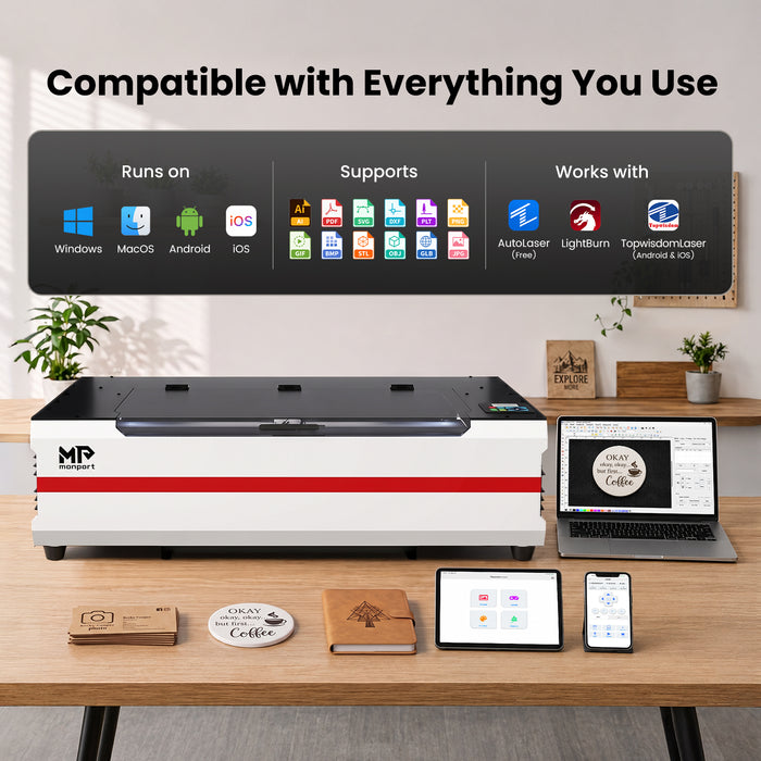 Brand New Monport Reno65 Pro | 65W CO2 Laser Engraver & Cutter – Built-In Water Cooling, 24"×16" Work Area, 800mm/s Speed, Magnetic Autofocus