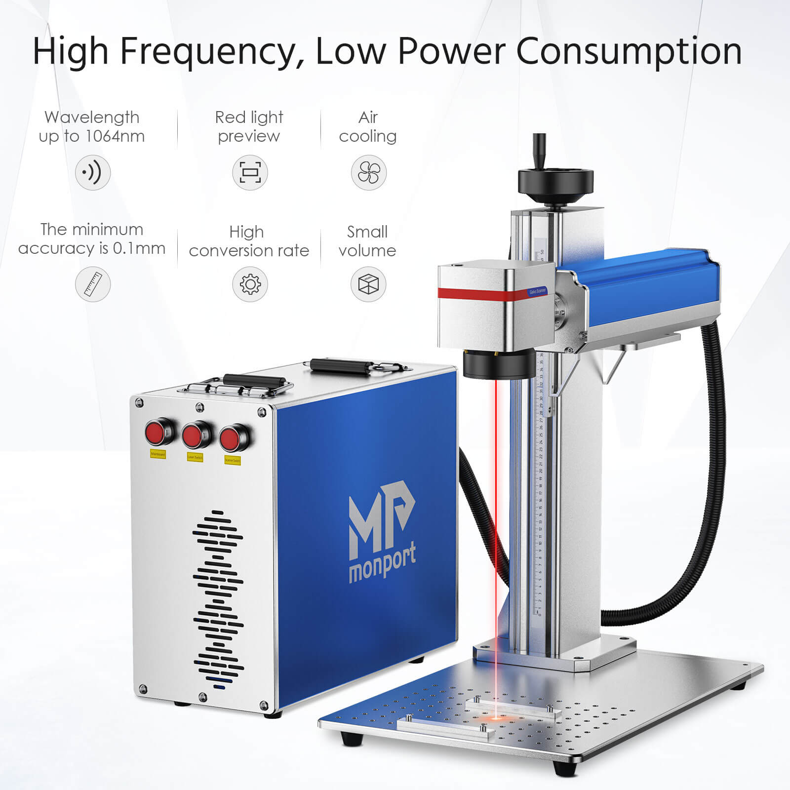 Monport GQ 50W Fiber Laser engraver with high frequency，low power consumption，Australia